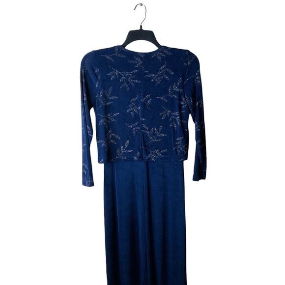 Rabbit Designs Maxi Dress Sparkle Floral Women Size 8 Petite Long Sleeve Printed - Picture 2 of 8